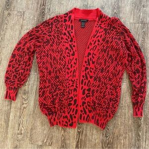 Ashley Stewart Sweater Women Plus Size 22
Red Animal Print Knit long Cardigan
